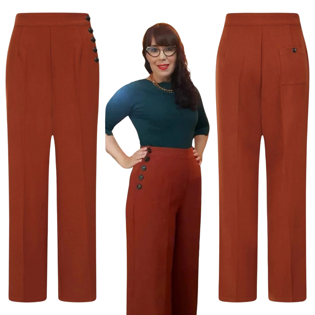 Ginger Swing trousers in Conker Brown - Frocks in Swing Time