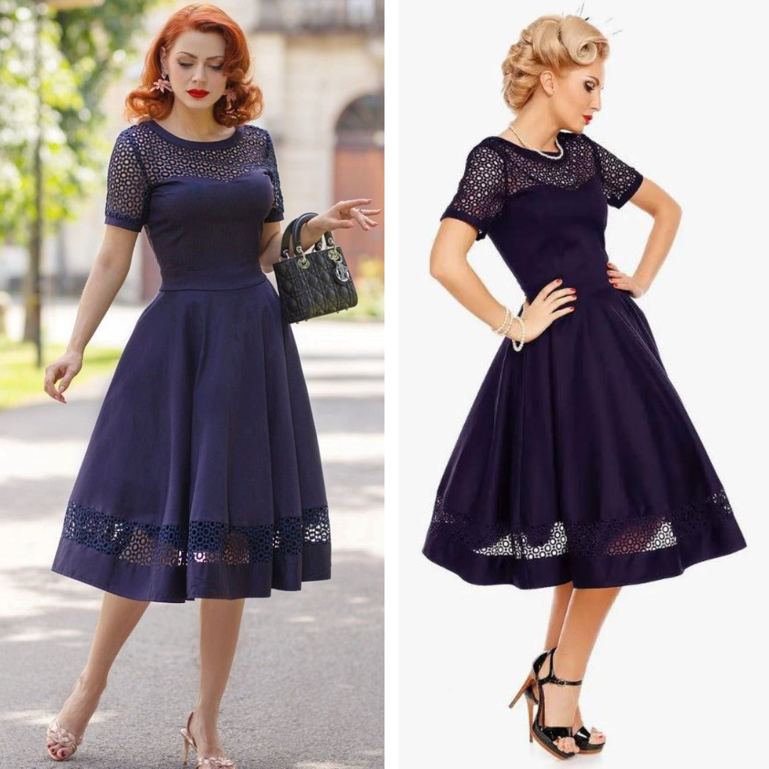 Neha Navy Floral Print Wrap Swing Dress main image 0