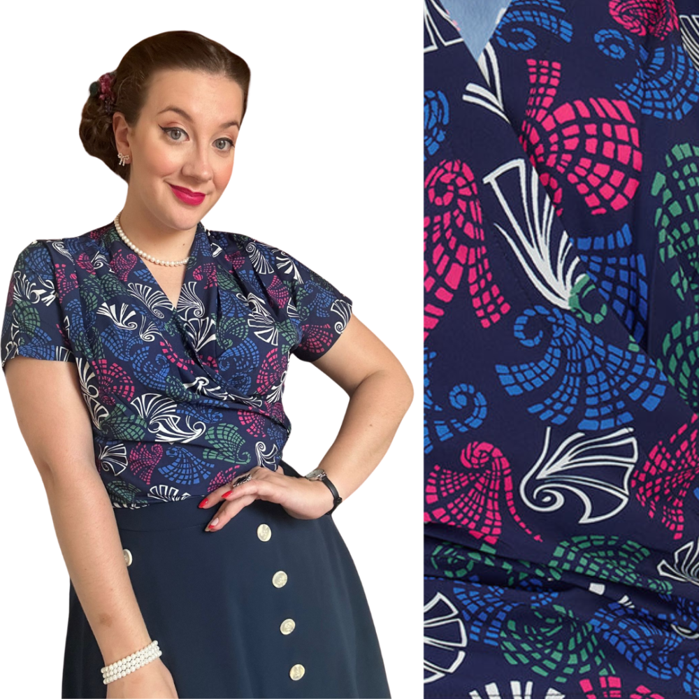 Darla 1940s/ 1950s short sleeved blouse in Jamboree print