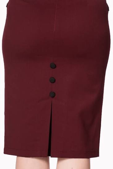 Vivian Pencil Skirt in burgundy red - Image 6