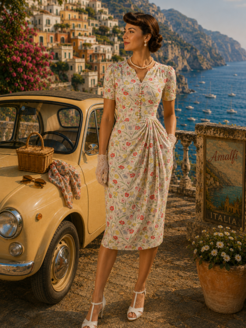 Mabel Waterfall dress in Poppy Print UK Size 16