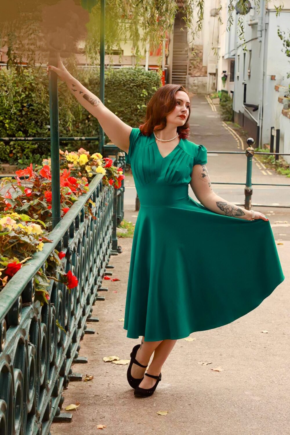 Gilda swing dress in Emerald Green