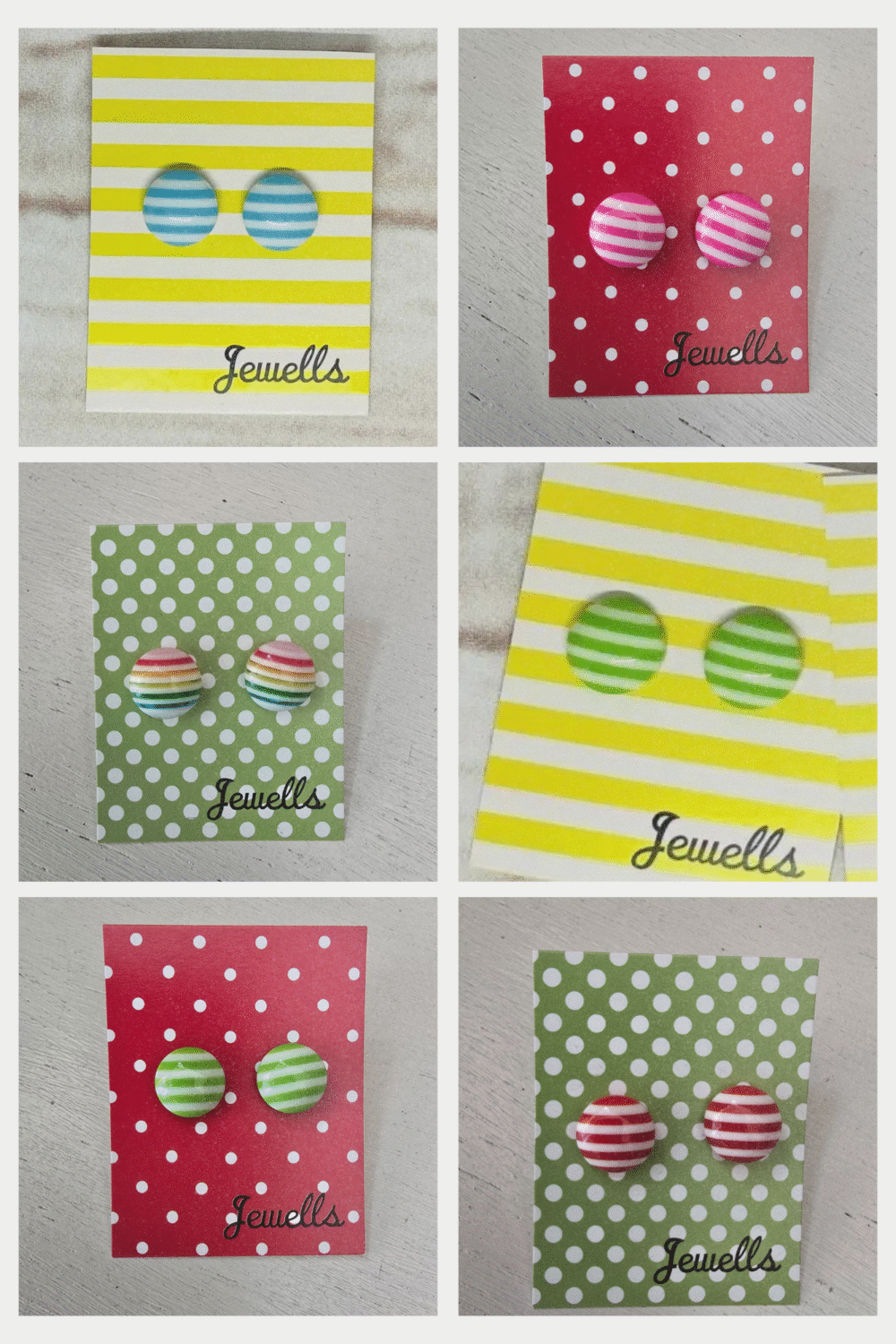 Resin Rainbow Stripe Stripey Stud Earrings