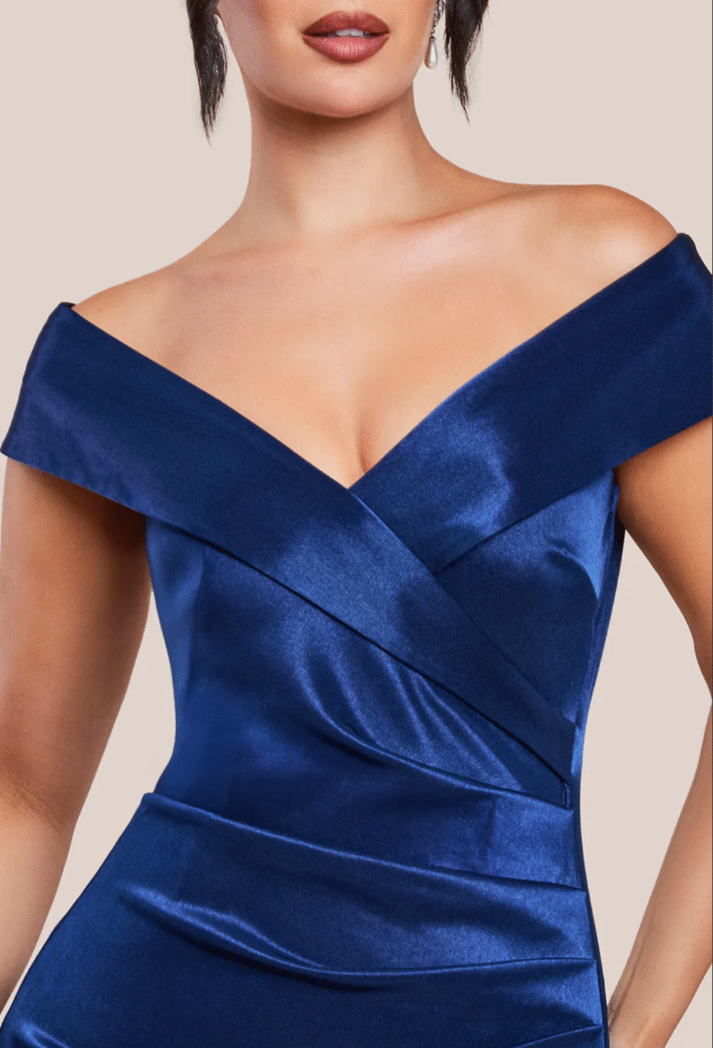 Flossie Satin Evening dress in Navy Blue - Image 3
