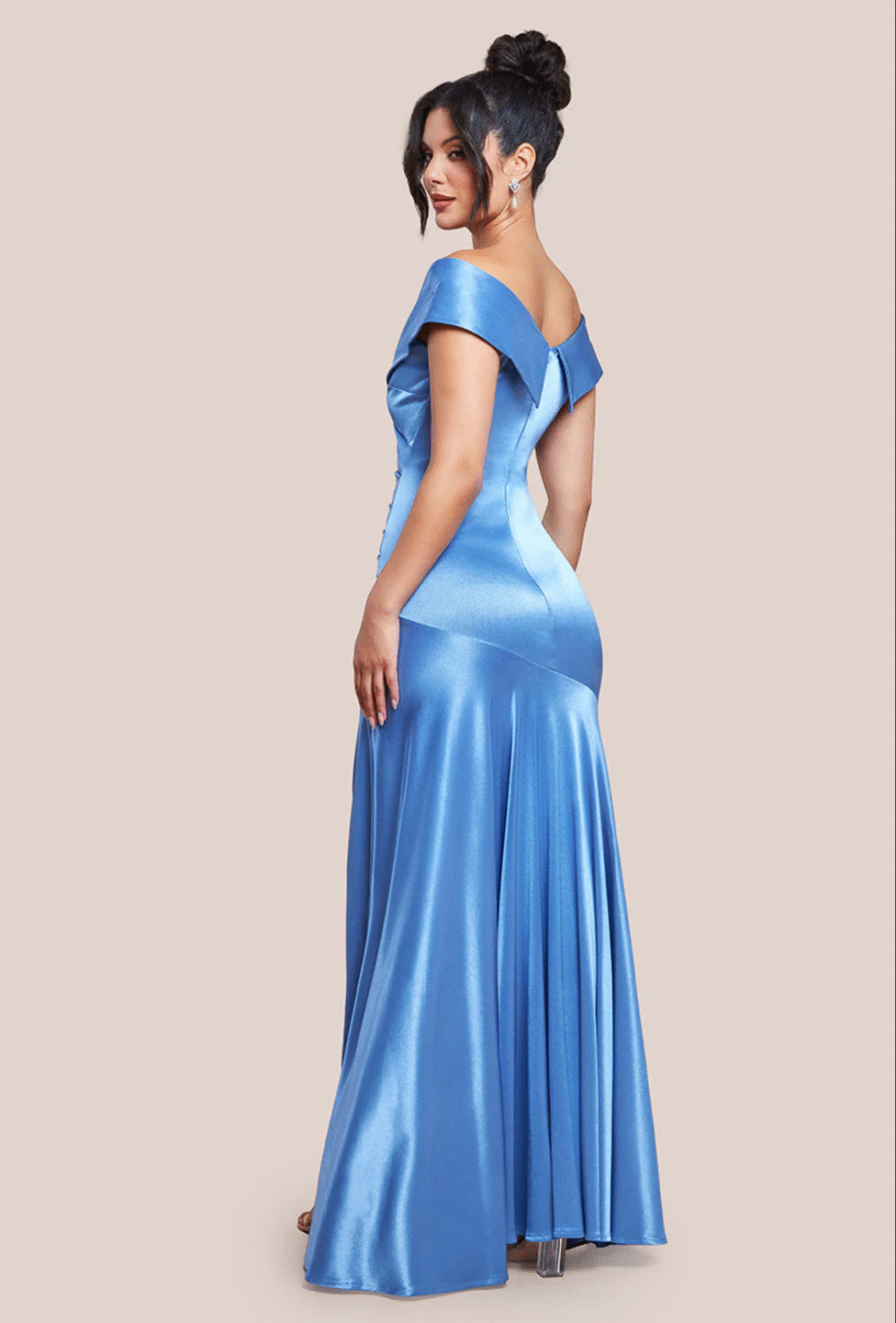 Flossie Satin Evening dress in Pale Blue - Image 2