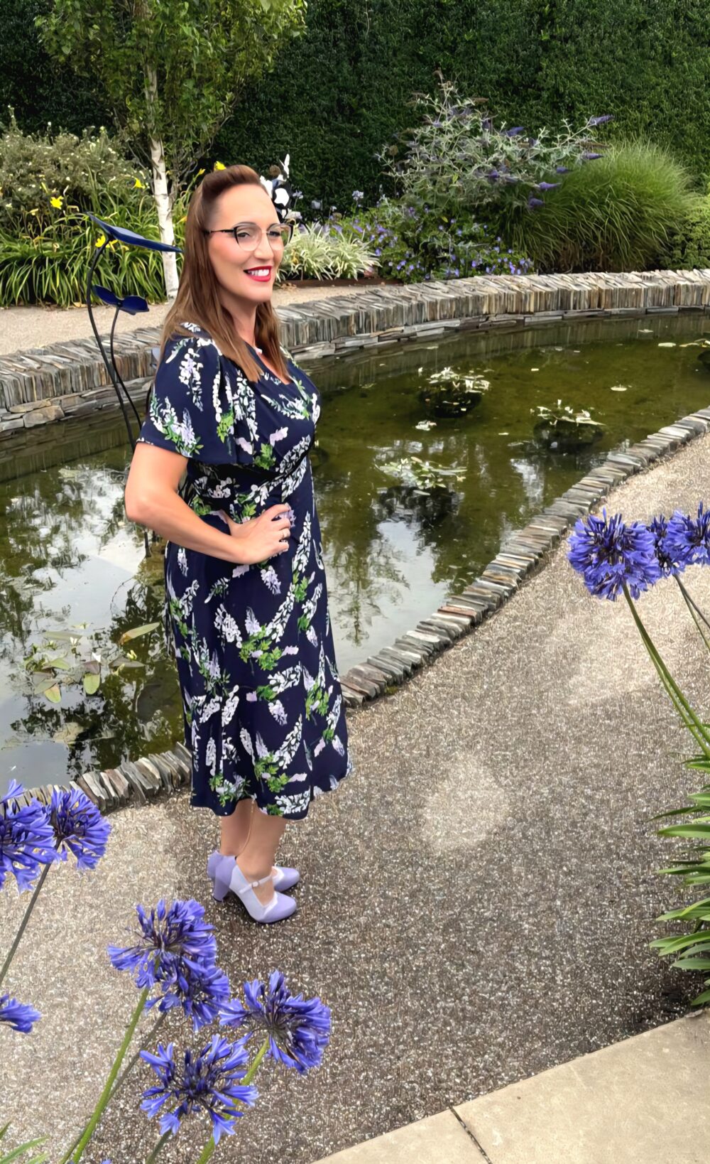 Betty Tea Dress in Navy Wisteria - Image 2