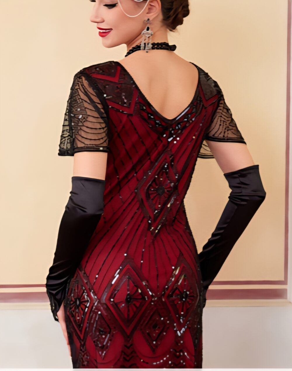 1920's red Gatsby dress with sleeves - Image 2