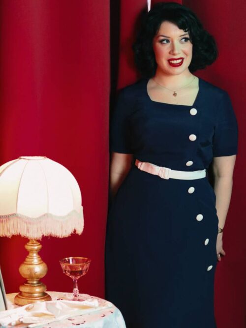 Olivia 1940’s dress in French navy