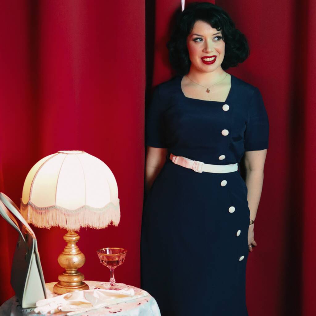 Olivia 1940’s dress in French navy