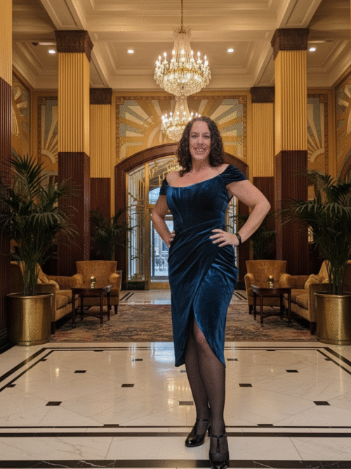 Jessica Velvet Midi dress in Teal Blue