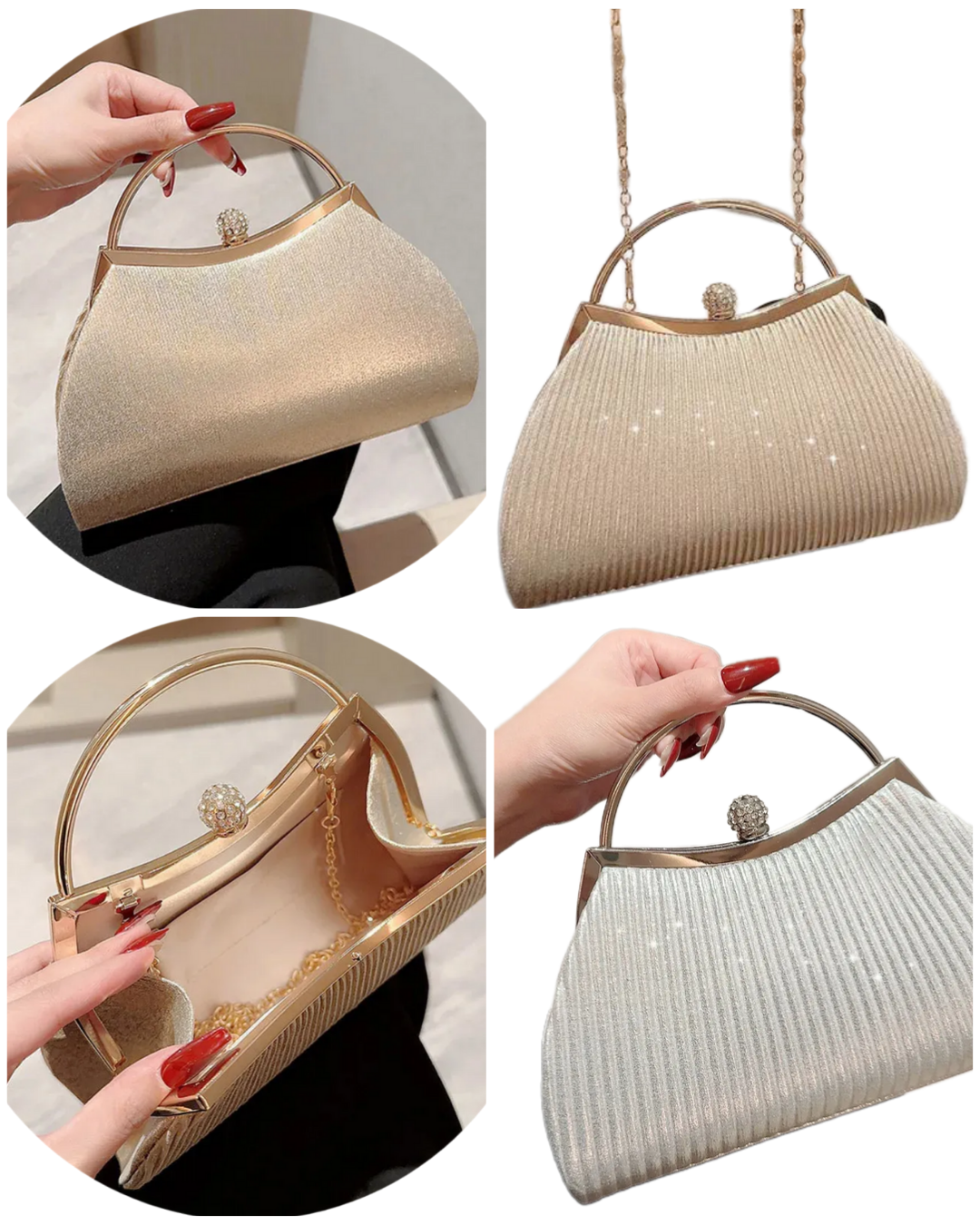 Vintage style Clutch bag in Gold or Silver