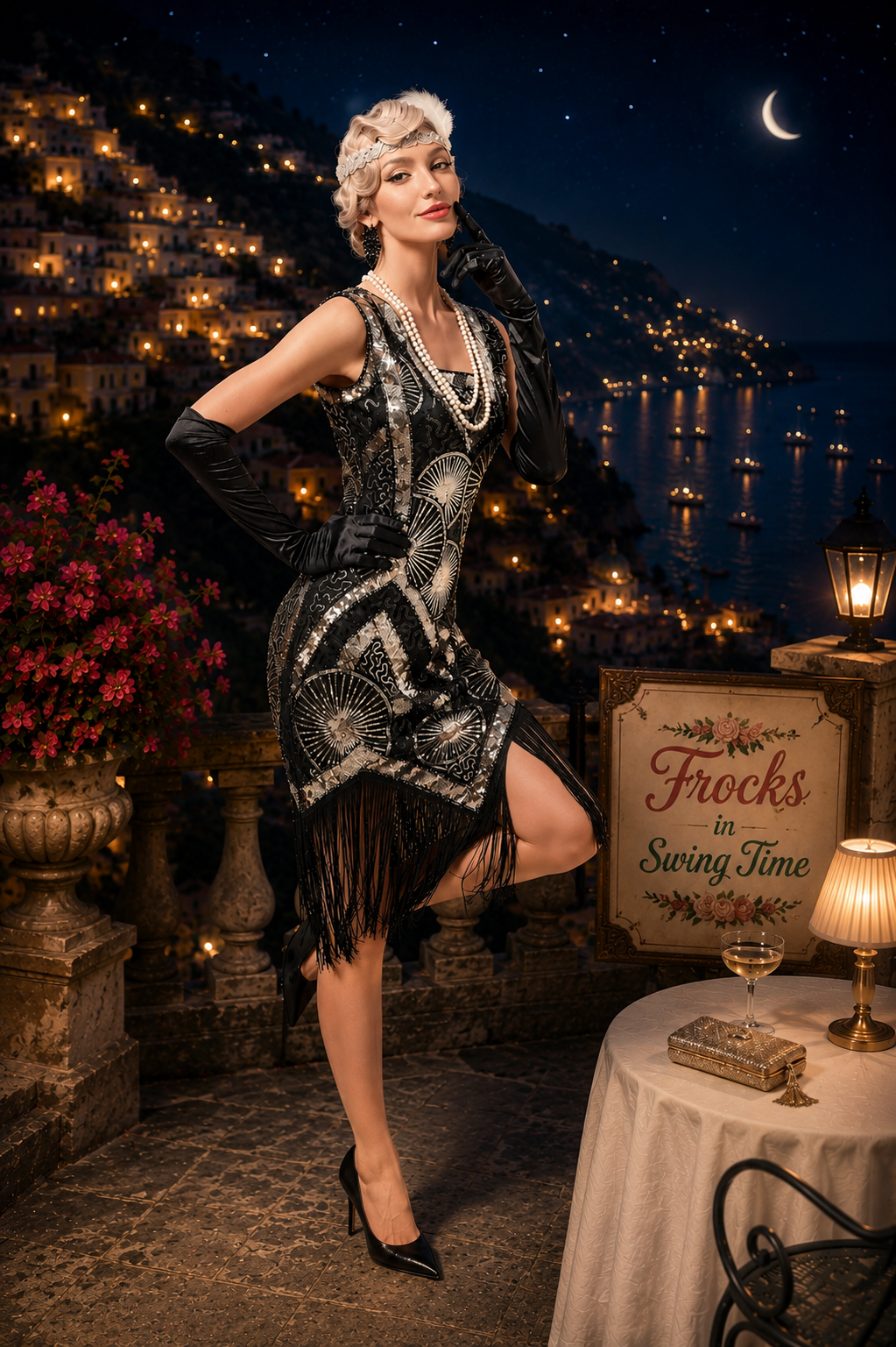 Helena 1920's Gatsby dress in Black and Gold