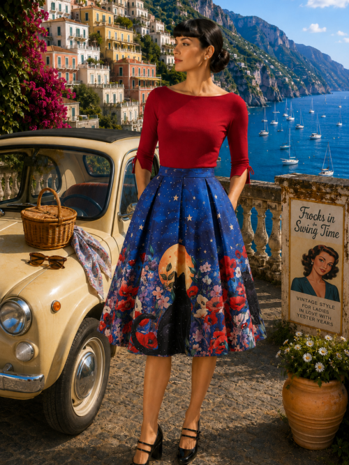 Black Cat Midnight Garden swing skirt