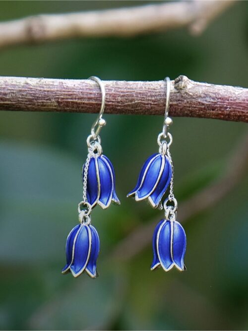 Bluebell Flower Drop silver plated Earrings by Alexander Thurlow