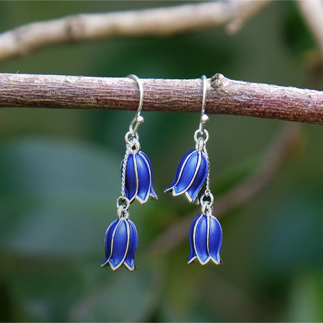 Bluebell Flower Drop silver plated Earrings by Alexander Thurlow
