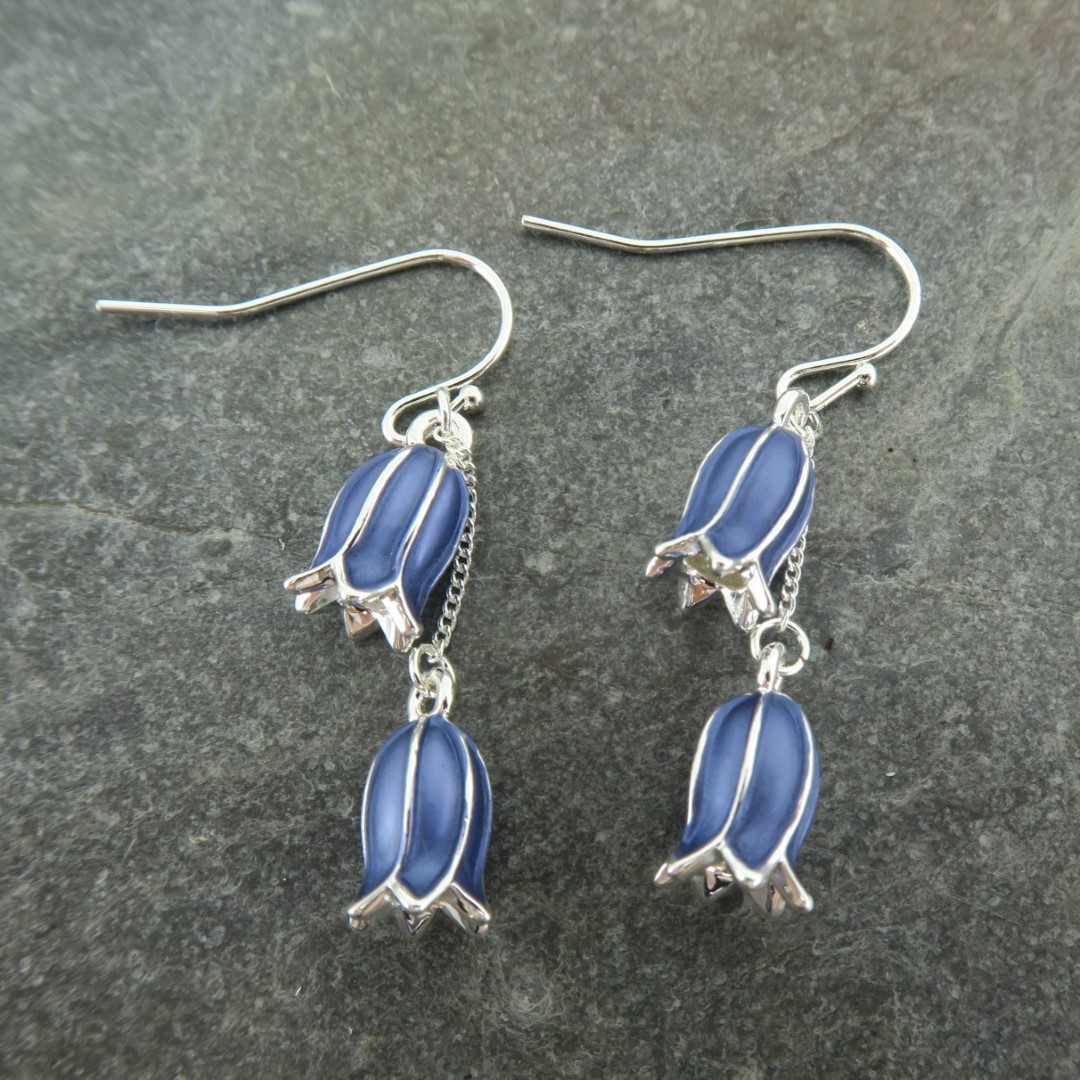 Bluebell Flower Drop silver plated Earrings by Alexander Thurlow - Image 3