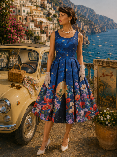 Midnight Garden swing dress
