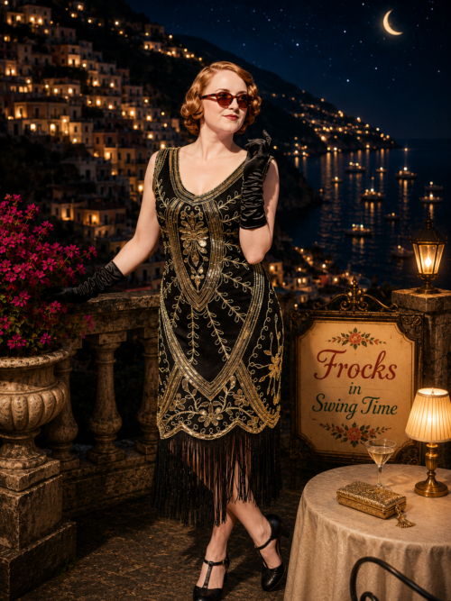 Caterina 1920's dress in Black & Gold