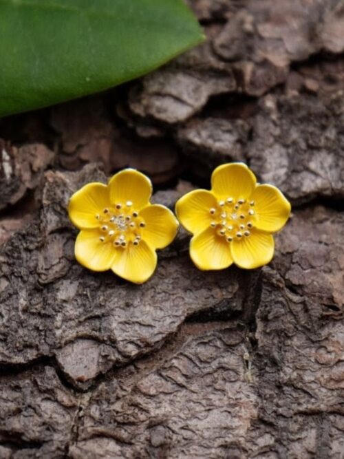 Buttercup Yellow Flower Post Stud Earrings by Alexander Thurlow