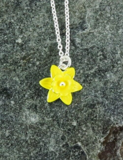 Daffodil Yellow Flower Delicate Pendant Necklace