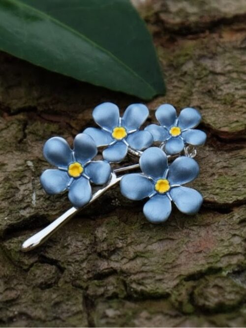 Forget Me Not Blue Flower Brooch