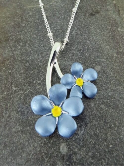 Forget Me Not Blue Flower Pendant Necklace