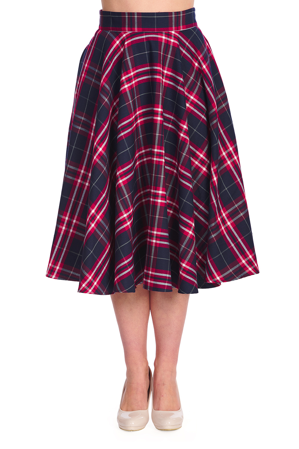 Navy chic check swing skirt - Image 2