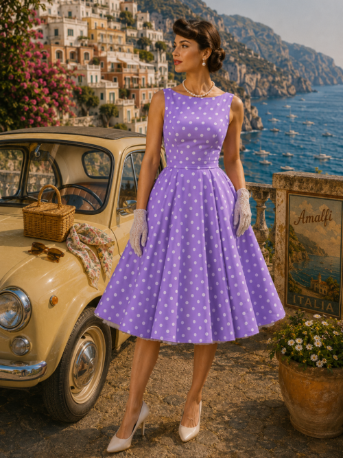 Josephine polka dot swing dress