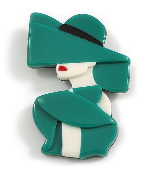 Vintage Lady in Green Brooch