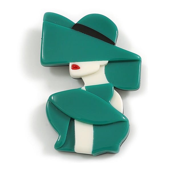 Vintage Lady in Green Brooch
