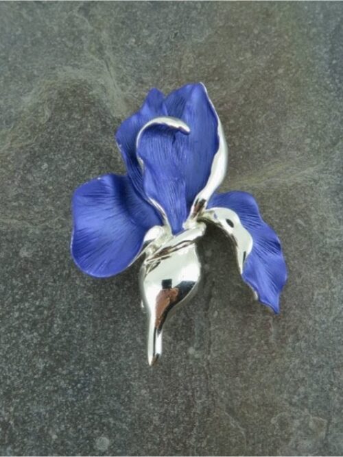 Iris Violet Blue Flower Brooch, Silver Tone by Alexander Thurlow