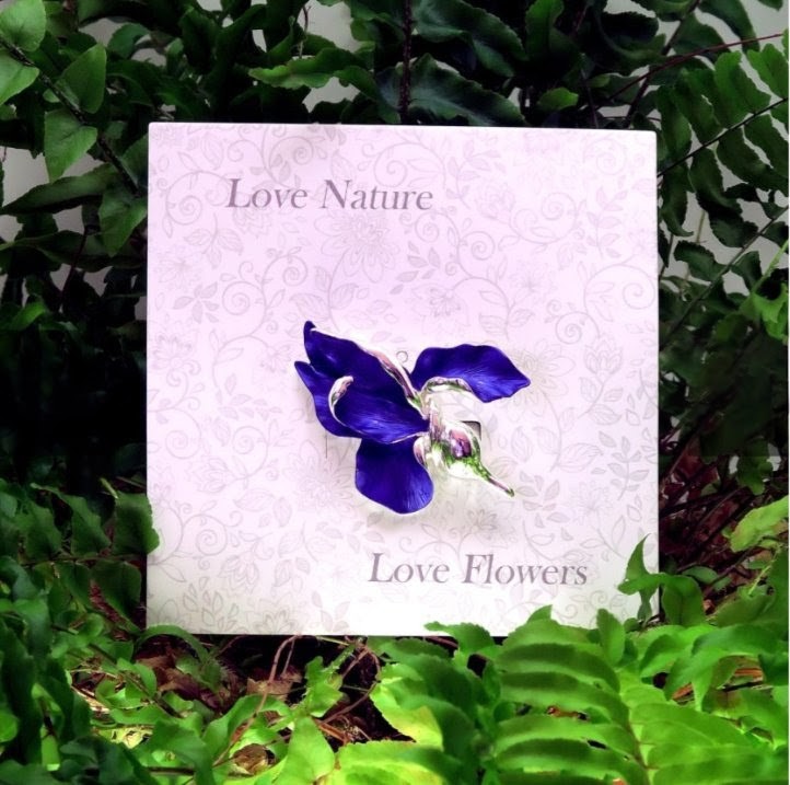 Iris Violet Blue Flower Brooch, Silver Tone by Alexander Thurlow - Image 4