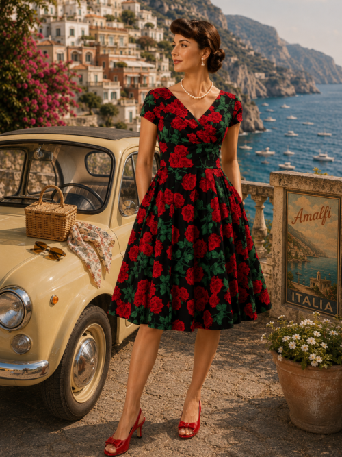 Dolce Vita 1950's Swing dress in Black