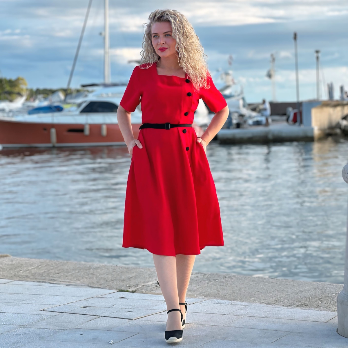 Olivia 1940’s dress in lipstick red - Image 6
