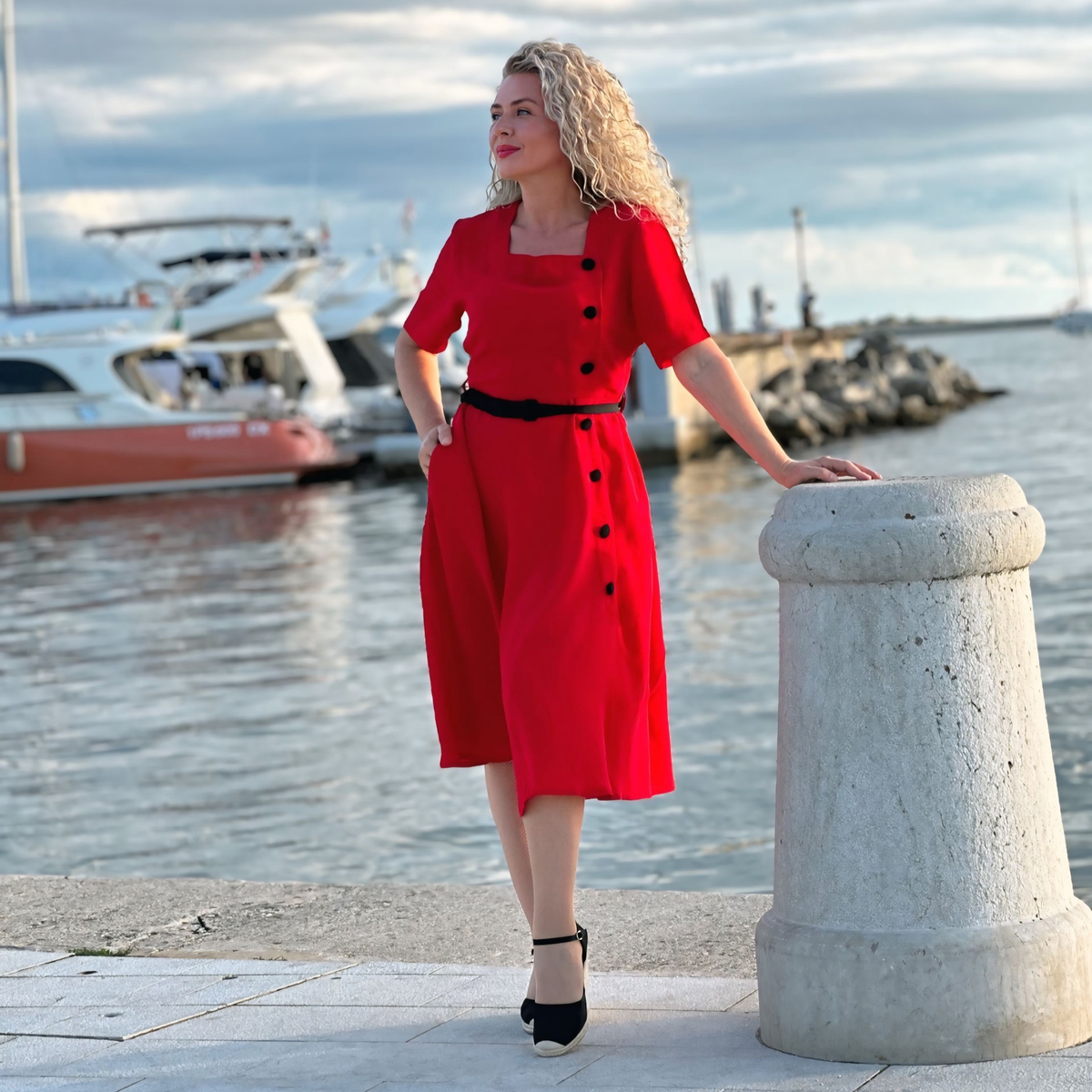 Olivia 1940’s dress in lipstick red - Image 8