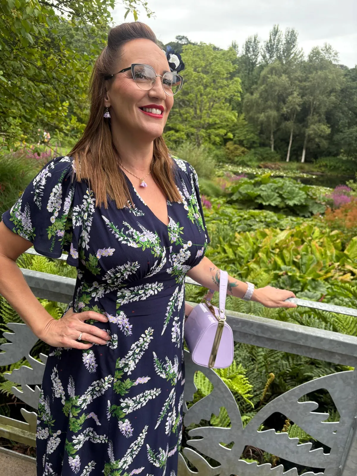 Betty Tea Dress in Navy Wisteria - Image 7