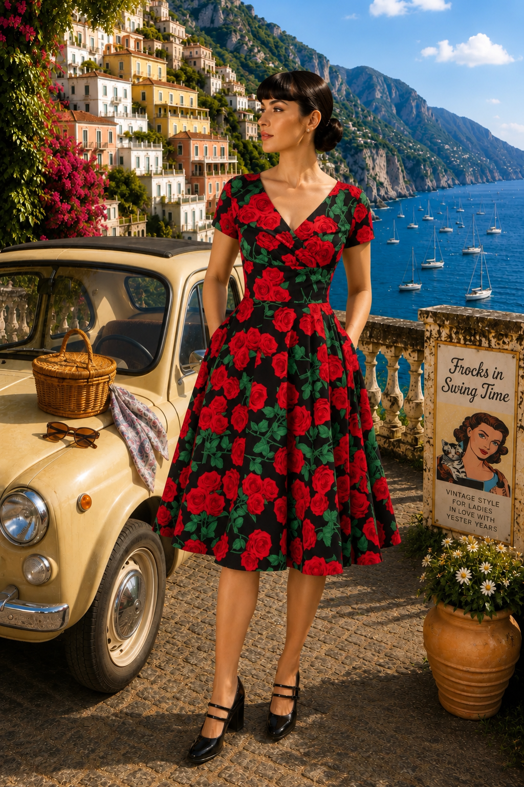 Dolce Vita 1950's Swing dress in Black