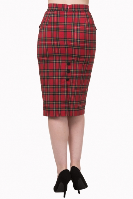 Vivian pencil skirt in red tartan - Image 3