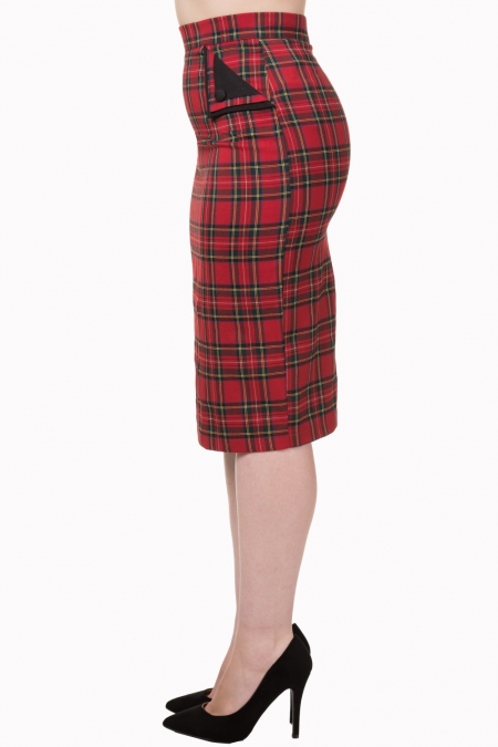 Vivian pencil skirt in red tartan - Image 2