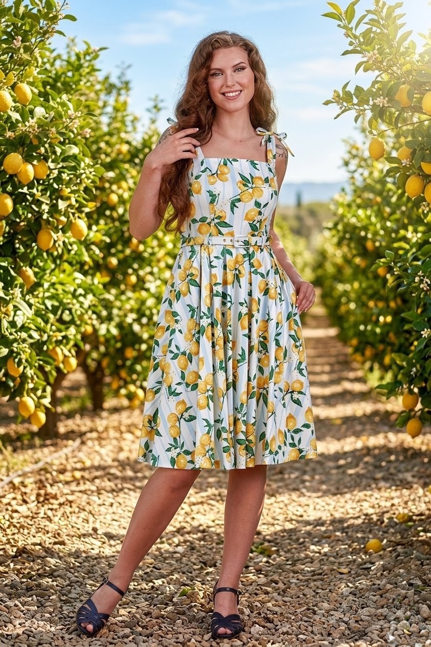 June lemon & stripes sun dress