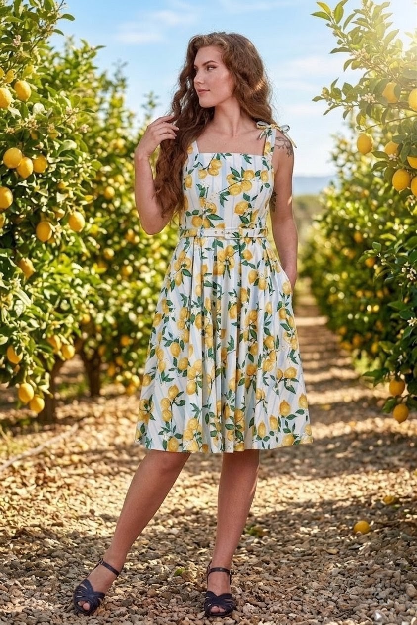 June lemon & stripes sun dress - Image 2