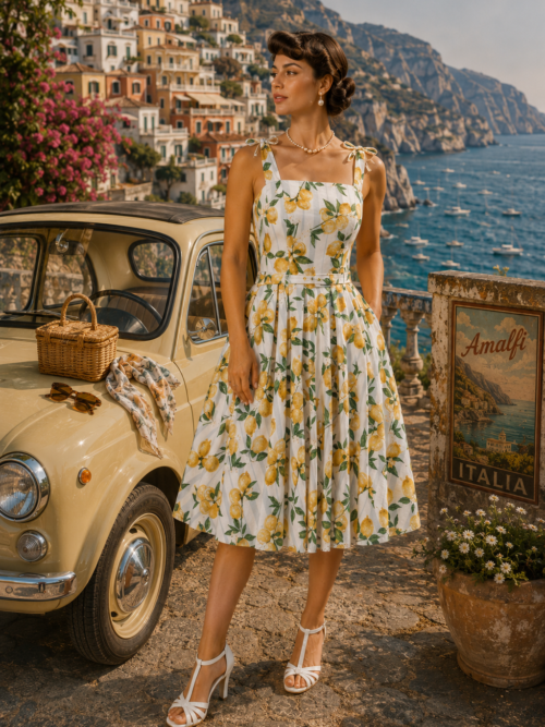 June lemon & stripes sun dress