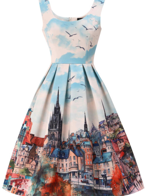 Edinburgh print 50's style day dress