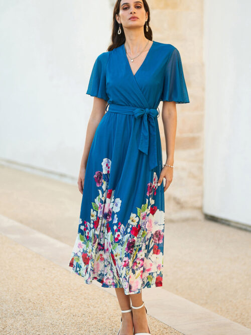 Teresa flower meadow dress in Teal