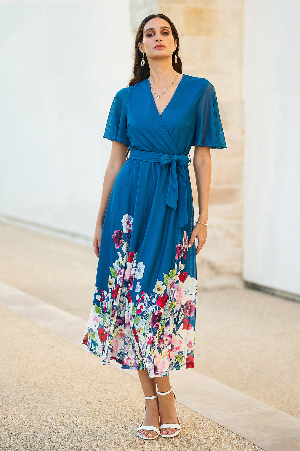 Teresa flower meadow dress in Teal