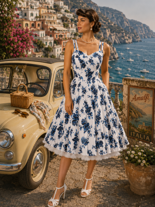 Rosa 1950's floral swing dress