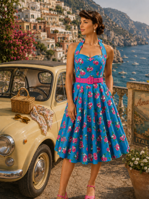 Ring a Roses halterneck swing dress