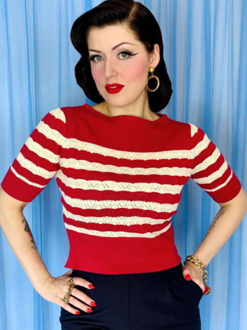 Lana sweater in red and ivory stripe