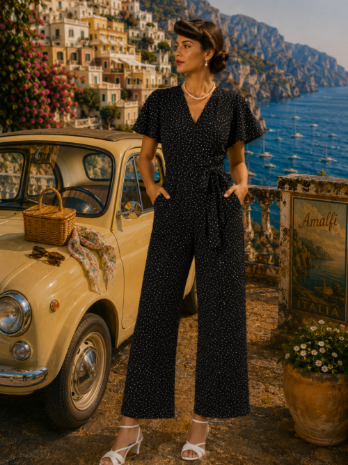 Dotty Jumpsuit in black polka dot