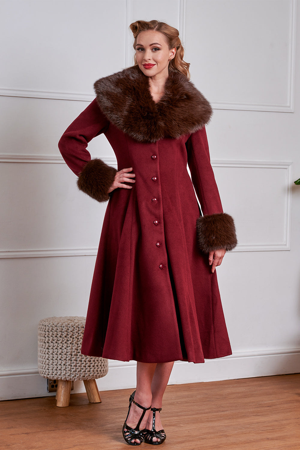 Martha swing coat with faux fur- Pre order - Image 10
